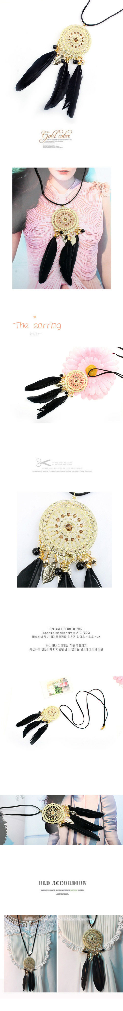 Wishbone Black Feather Alloy Korean Necklaces,Korean Necklaces