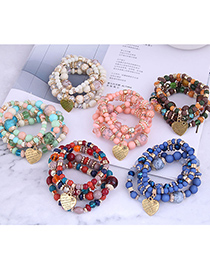 Fashion Pink Love Crystal Beaded Letters Multilayer Bracelet
