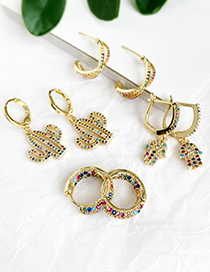 Fashion Gold Copper Inlay Zircon Palm Stud Earrings