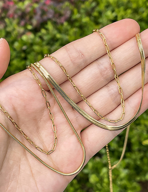 Fashion Gold-2 Titanium Snake Bone Double Layer Necklace
