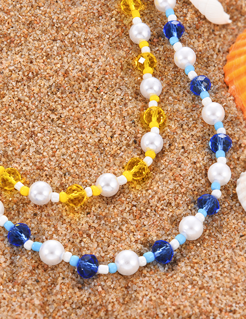 Fashion Blue Alloy Beaded Resin Pearl Necklace