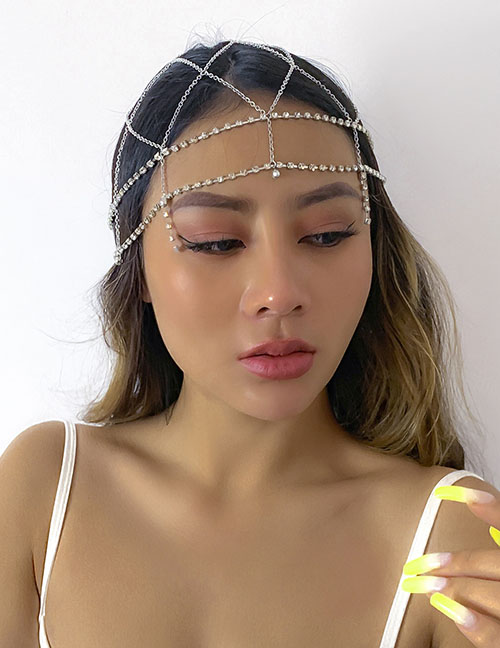 Fashion Silver Mesh Diamond Hollow Tassel Claw Chain Hair Accessory