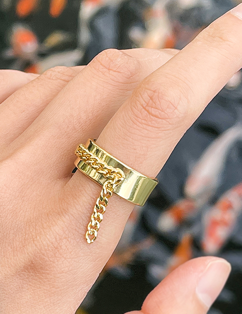 Fashion Gold Copper Chain Ring