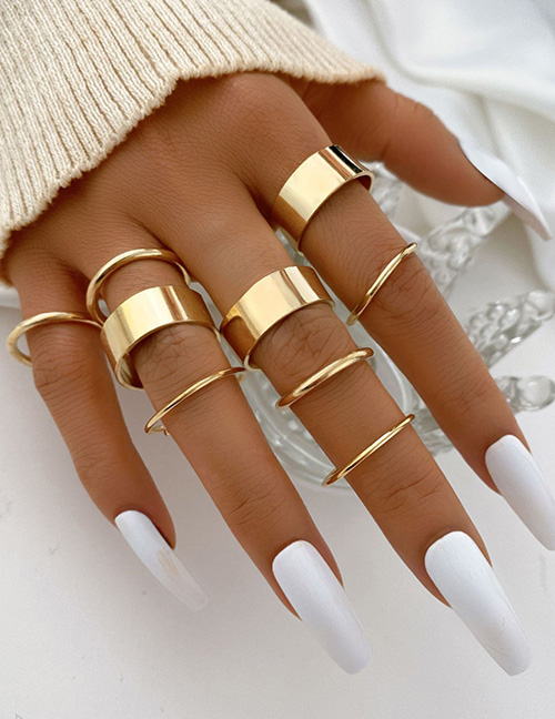 Fashion Gold Color Alloy Glossy Ring Set