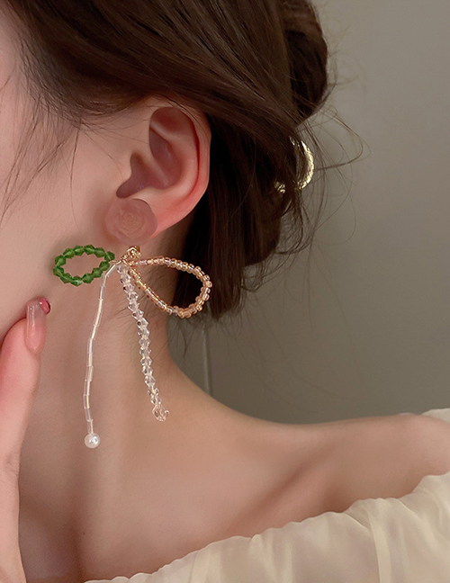 Fashion Ear Clip--pink Geometric Crystal Bow Flower Ear Clip