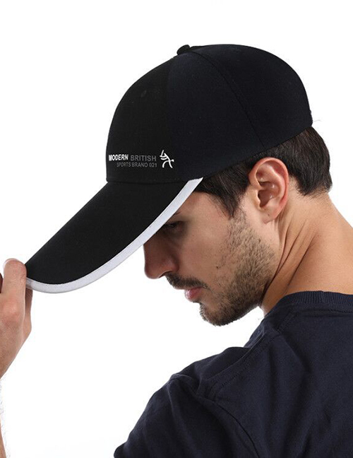 Fashion Grey Cotton Letter Embroidered Extended Brim Baseball Cap