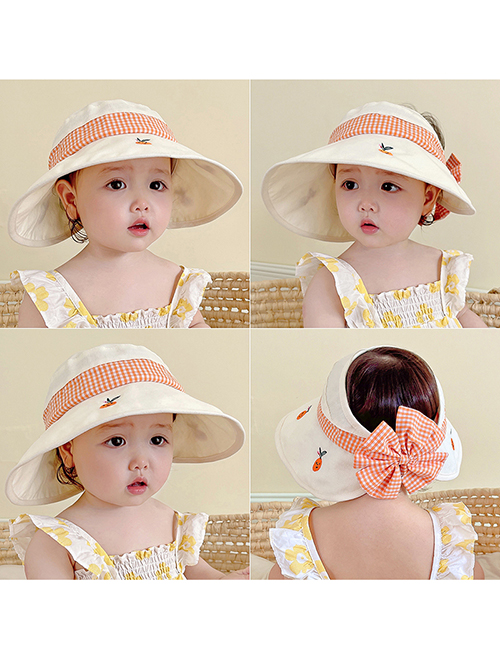 Fashion Orange Empty Top Hat 2-8 Years Old / Head Circumference 48-53cm One Size Fabric Print Big Brim Top Hat