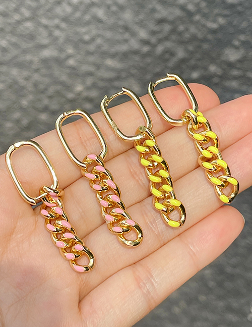 Fashion Red Copper Drop Oil Twist Chain Earrings