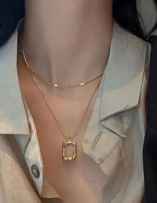 Fashion  Alloy Chain Geometric Double Layer Necklace