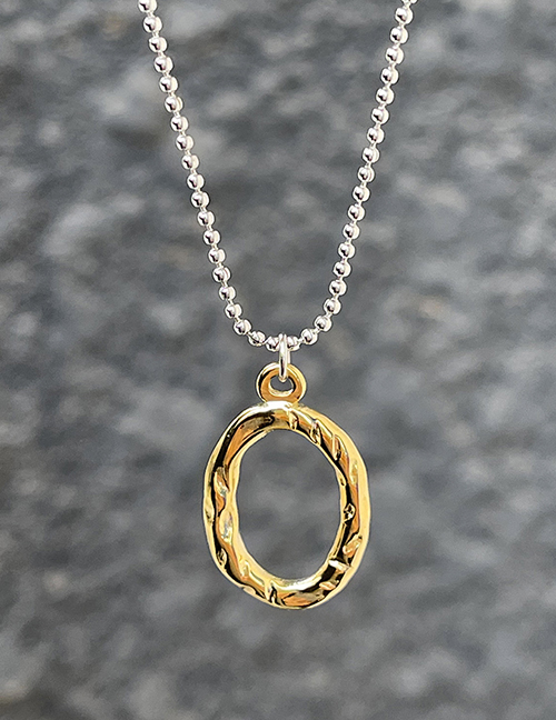 Fashion Gold Titanium Colorblock Geometric Pendant Bead Necklace