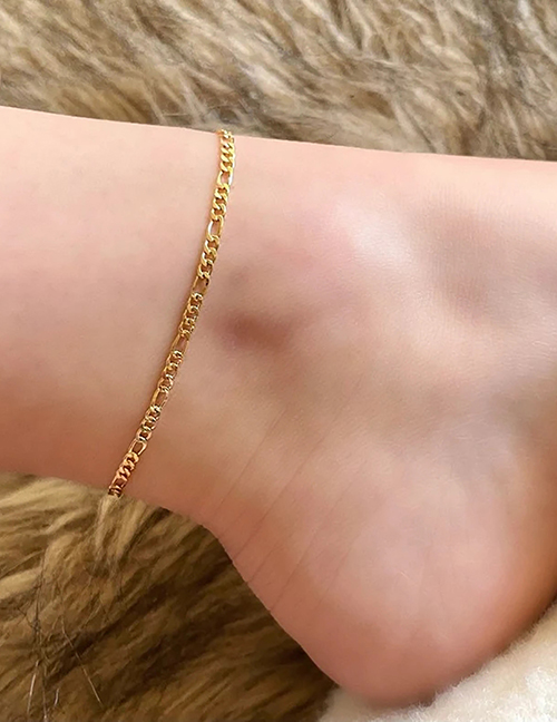 Fashion Gold Titanium Steel Gold Plated Geometric Chain Anklet