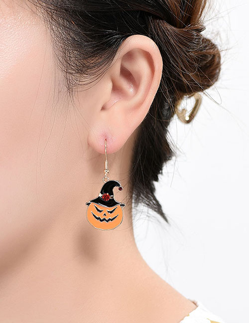 Fashion Gold Halloween Alloy Pumpkin Earrings