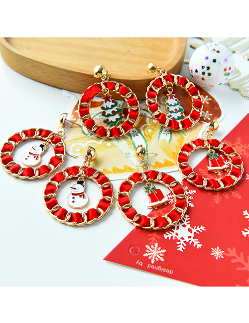 Fashion Bells Christmas Fabric Chain Braided Bell Snowman Earrings