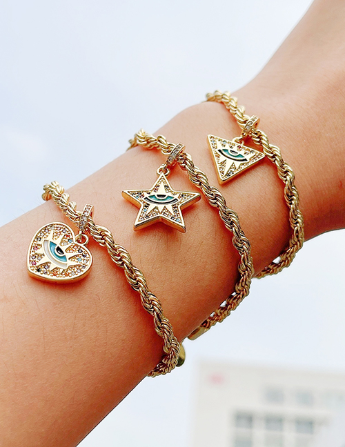 Fashion Gold Copper Inlaid Zirconium Five-pointed Star Eye Twist Chain Bracelet