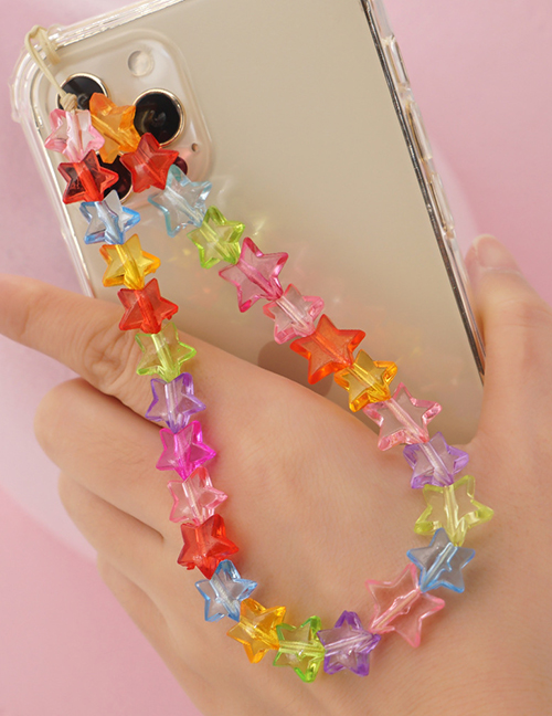 Fashion Color Acrylic Five-pointed Star Mobile Phone Chain