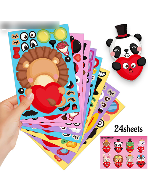 Fashion Sw Love Animal Medium Suit Children's Love Diy Game Cartoon Animal Stickers (a Set Of 25 Sheets (including 1 Cover)