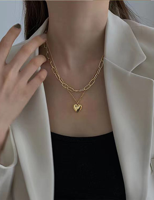 Fashion 1# Alloy Heart Stitching Necklace