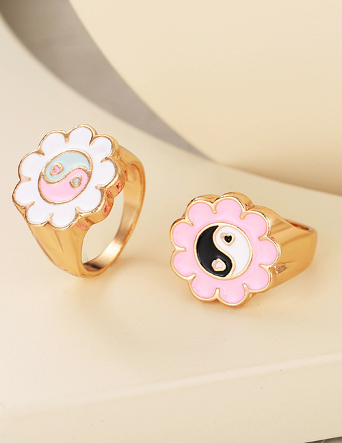 Fashion Pink Alloy Dripping Flower Tai Chi Ring
