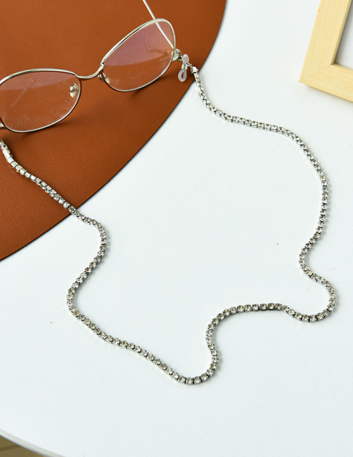 Fashion Silver Alloy Diamond-studded Geometric Glasses Chain