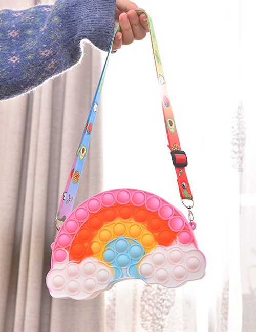 Fashion Rainbow Bag Silicone Push Cartoon Rainbow Cloud Messenger Bag