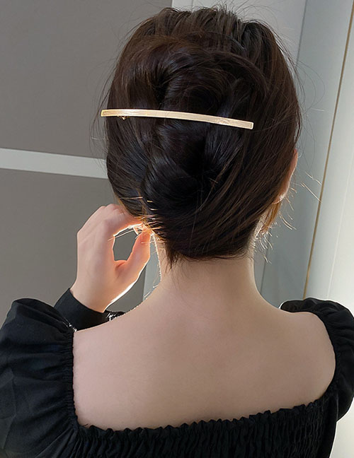 Fashion Spring Clip - Gold Color Metal Straight Hair Clip