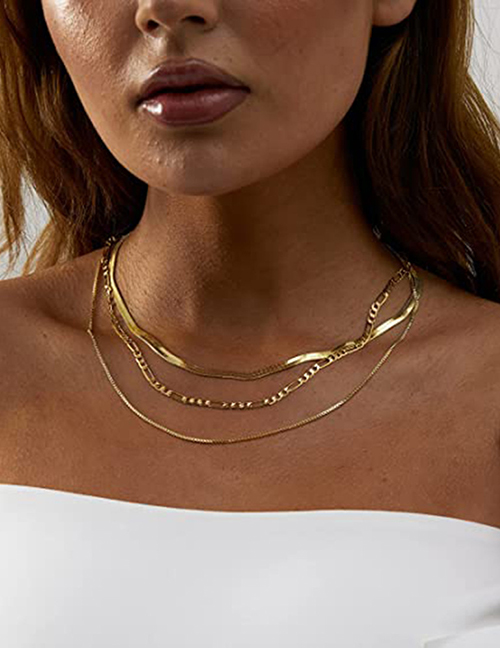Fashion Gold Titanium Steel Snake Bone Chain Twist Chain Multilayer Necklace