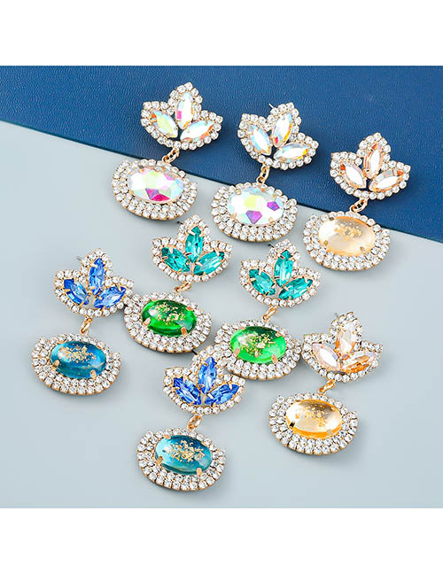 Fashion Gold Alloy Diamond Floral Stud Earrings