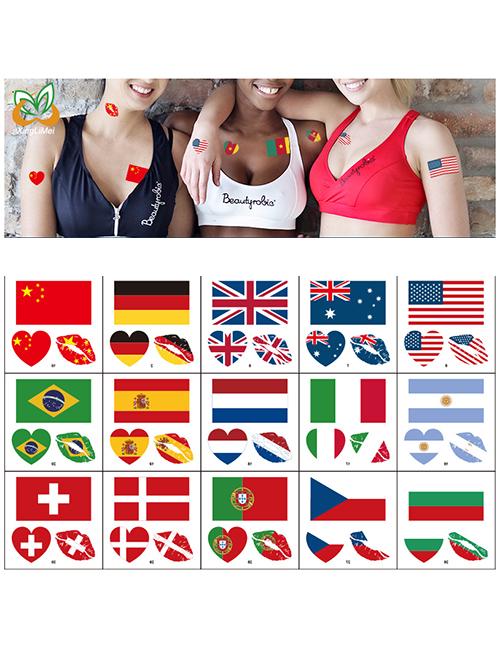 Fashion 16 Argentina (2) Environmental Protection Waterproof Flag Lips Love Tattoo Stickers