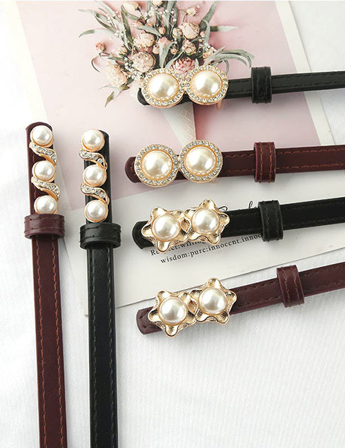 Fashion 3 Pearl Wave Diamonds (fuchsia) Pearl Snap Slim Belt