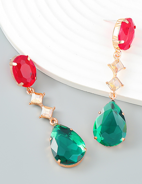Fashion Color Alloy Drop Oval Diamond Earrings