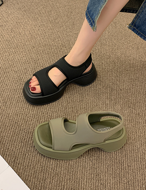 Fashion Armygreen Platform Cutout Sandals