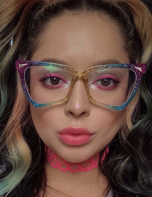Fashion Dark Tea Tablets Colorful Cat-eye Large-frame Sunglasses
