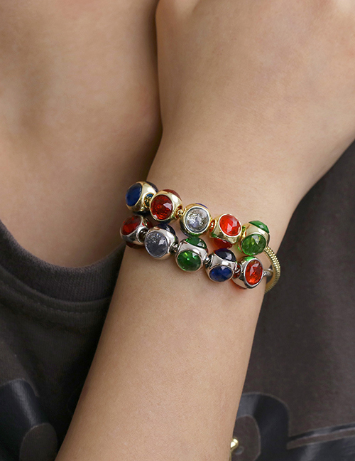 Fashion Br1439-five Colors Geometric Colored Crystal Bracelet