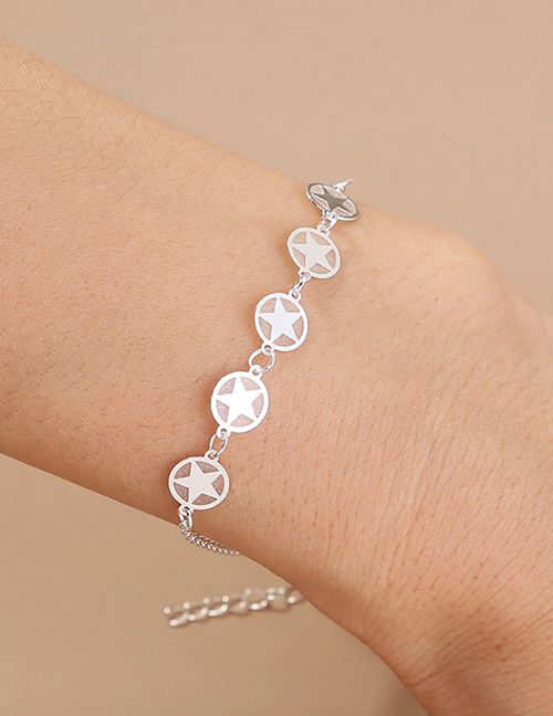 Fashion Silver Metal Geometric Five-pointed Star Pull Bracelet