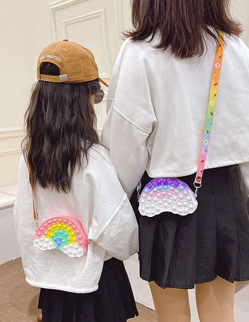 Fashion Purple Silicone Push Rainbow Crossbody Bag