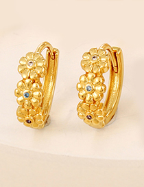 Fashion Gold Copper Inlaid Zirconium Flower Ear Ring