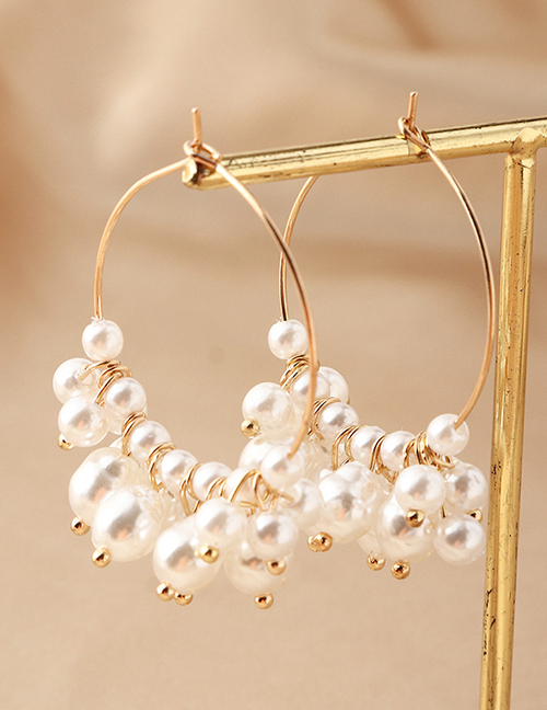 Fashion Gold Color Metal Geometric Pearl Earrings