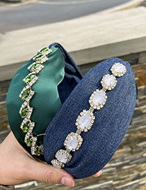 Fashion Green Fabric Alloy Diamond Stitching Headband