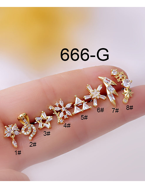 Fashion Rose Gold Color-8# 0.8mm Titanium Steel Inlaid Zirconium Thin Rod Piercing Earrings Single