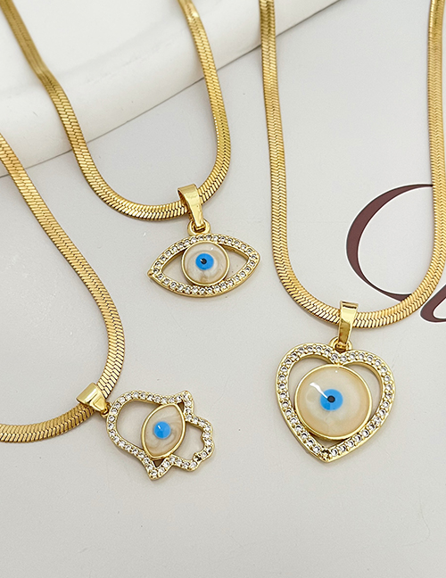 Fashion Gold Bronze Zircon Palm Eye Pendant Snake Necklace