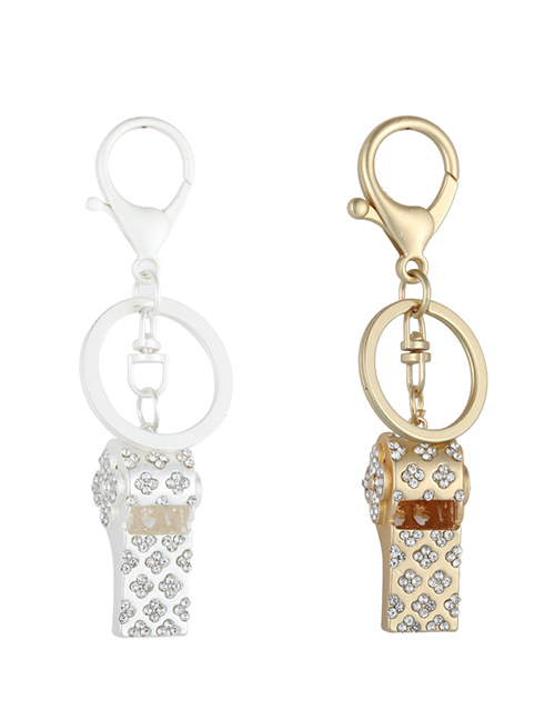 Fashion Silver (2 Pieces) Alloy Diamond Whistle Keychain