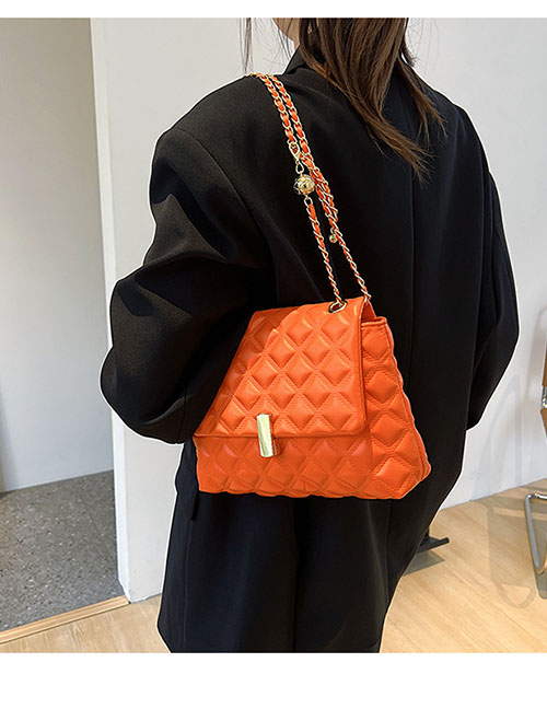 Fashion Black Pu Embroidered Rhombus Flap Crossbody Bag