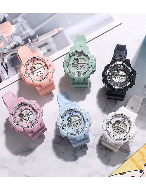 Fashion Matcha Green Plastic Geometric Round Dial Watch  Plastic