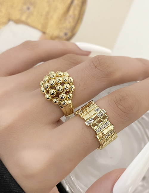 Fashion Gold Copper Set Zircon Geometric Ring