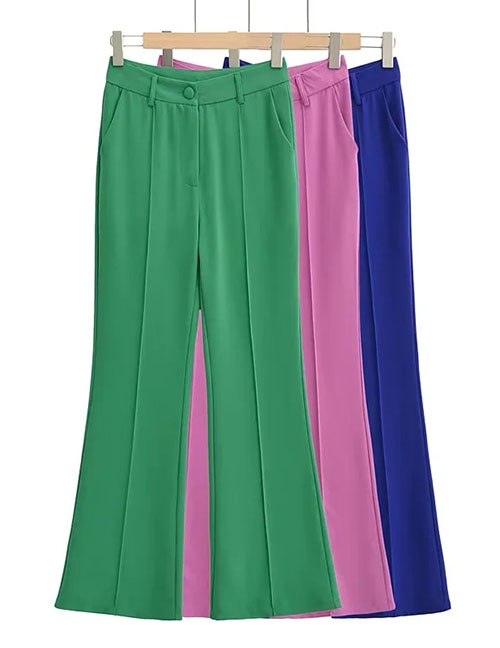 Fashion Pink Solid Color Flared Trousers