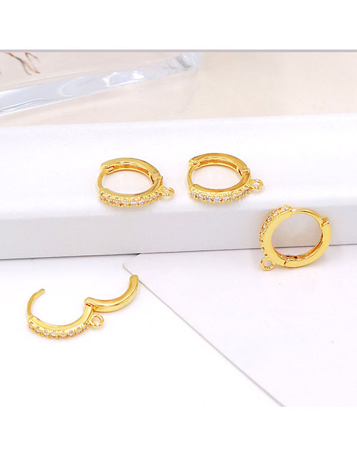 Fashion Thick Silver Inlaid Zircon With Hanging Ear Buckle Large 14mm (10 Batches) Brass Gold Plated Round Strap Charm Accessory