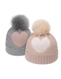 Fashion Beige Love Wool Ball Children S Knitted Hat