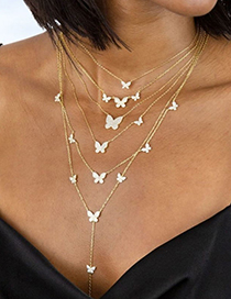 Fashion 18k Gold Micro Zircon Butterfly Necklace