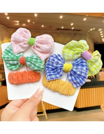Fashion 6#green Color Plaid Bow Hairpin Set