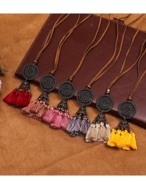 Fashion Random One Woven Tassel Multicolor Wool Necklace
